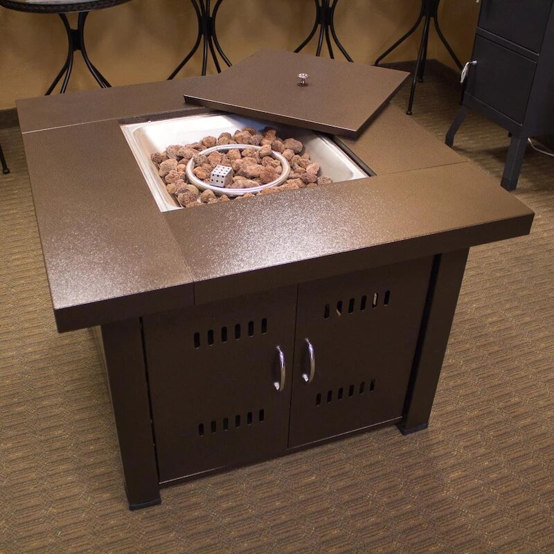 AZ Patio Heaters 38-Inch 40,000 BTU Propane Gas Fire Pit - Hammered Bronze - GS-F-PC (2)