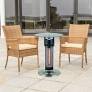 EnerG+ 1400W Electric Infrared Bistro Table Patio Heater With LED Light - 120V - Silver - HEA-14756LED