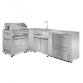 Thor Kitchen 6-Piece L Shaped Modular Outdoor Kitchen Island Suite w/ 4-Burner Propane Gas Grill