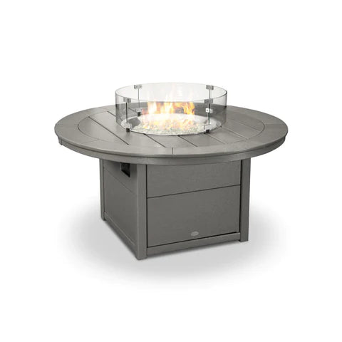 POLYWOOD 48-Inch Round Propane Fire Pit Table - Slate Grey