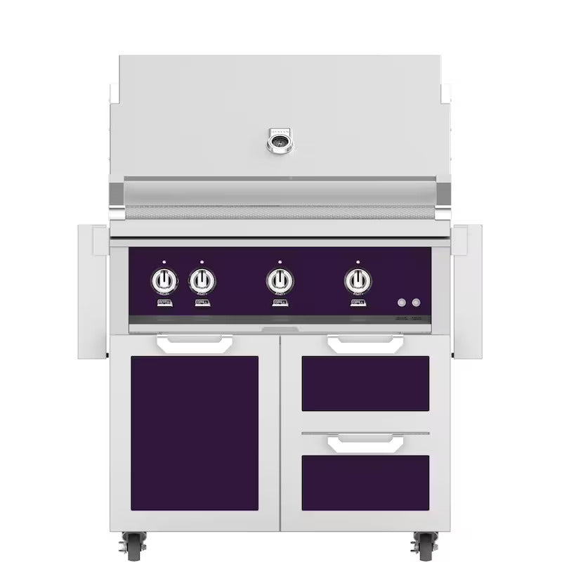Hestan 36-Inch Natural Gas Grill W/ Rotisserie On Double Drawer & Door Tower Cart - Lush - GABR36-NG-PP (1)