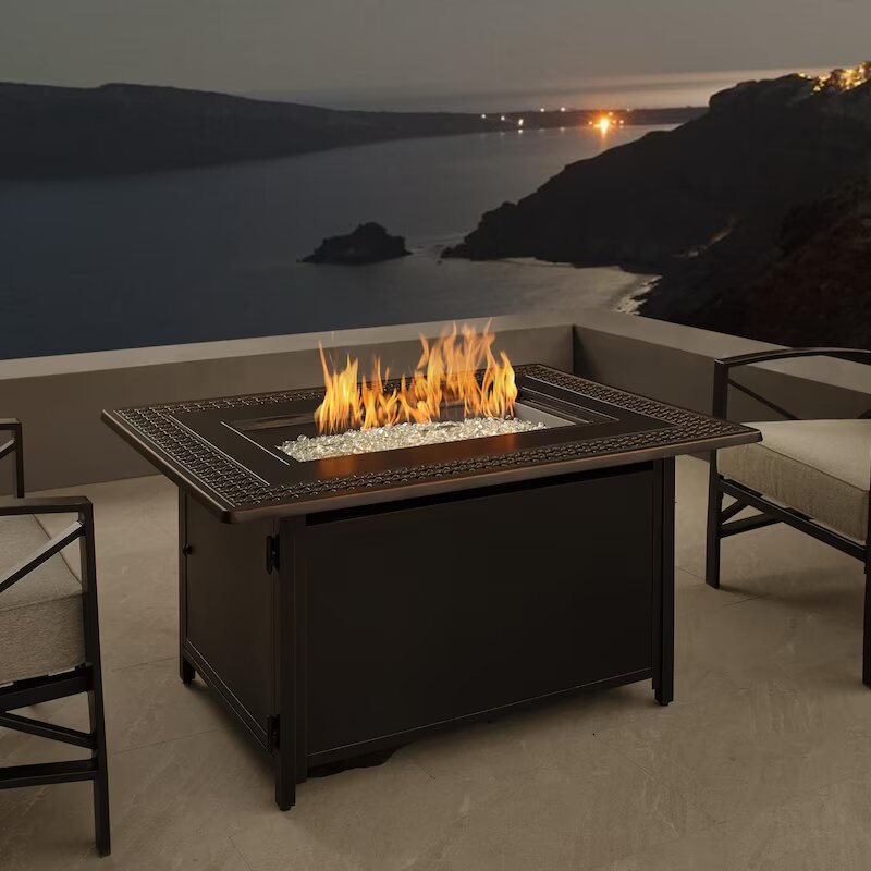 Fire Sense Perkins 48-Inch Rectangular Aluminum Natural Gas Fire Pit - (Ships as Propane With Conversion Fittings) - 63181-NG (1)