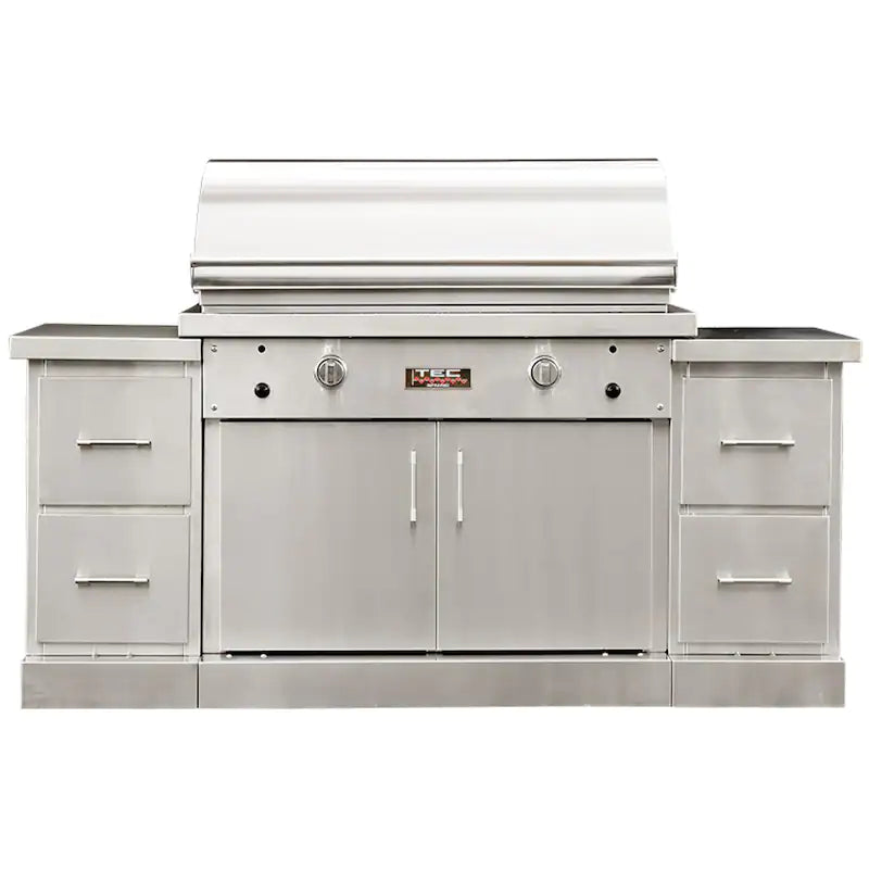 TEC Sterling Patio FR 44-Inch Infrared Natural Gas Grill On Stainless Steel Island - STPFR2NTISL