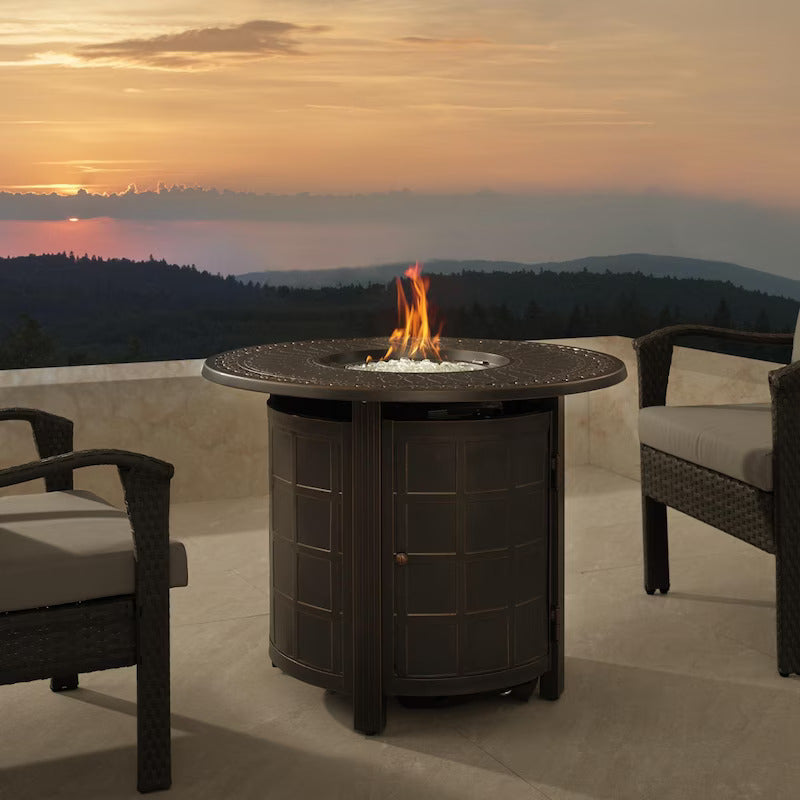 Fire Sense Columbia 34-Inch Round Aluminum Natural Gas Fire Pit - (Ships as Propane With Conversion Fittings) - 63691-NG (1)