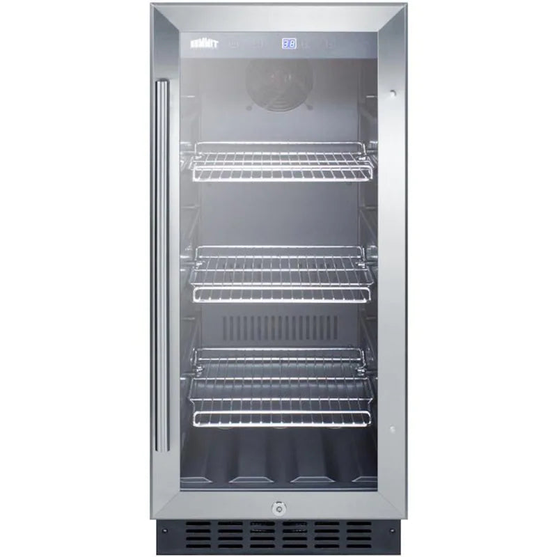 Summit 15-Inch 2.45 Cu. Ft. Beverage Center - Stainless Steel / Black Cabinet - SCR1536BG