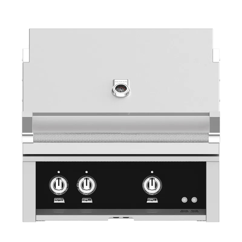 Hestan 30-Inch Built-In Natural Gas Grill W/ All Infrared Burners & Rotisserie - Stealth - GSBR30-NG-BK