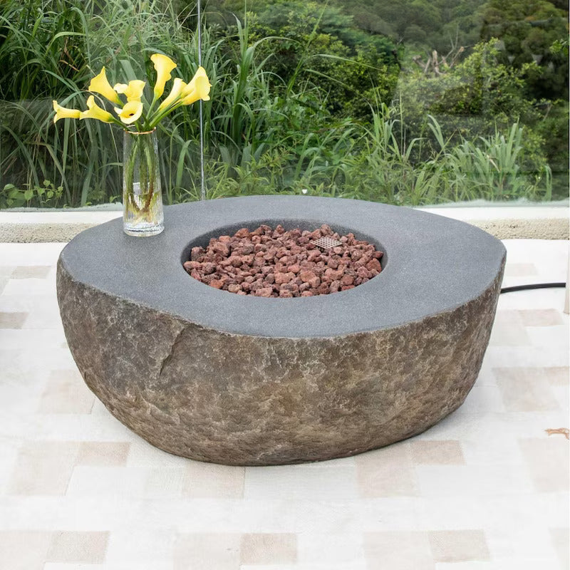 Lakeview Glenstone 43-Inch Round Propane Fire Pit Table - Gray - SCOFG110-LP (1)
