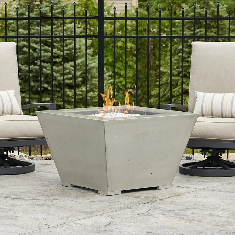 The Outdoor GreatRoom Company Cove 37-Inch Square Propane Gas Fire Pit Bowl with 24-Inch Crystal Fire Burner - Natural Grey - CV-2424 (1)