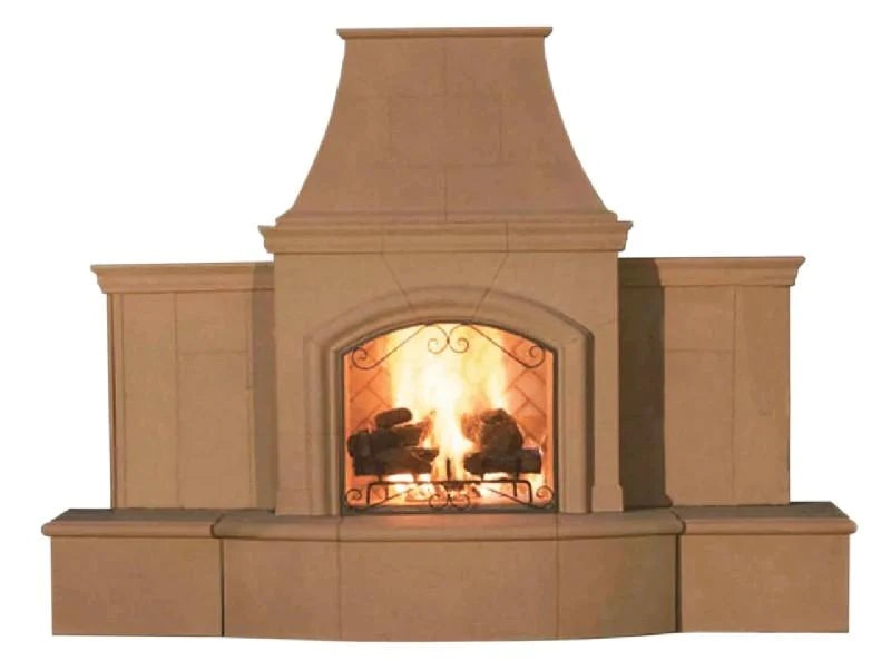 American Fyre Designs Fire Table, COSMO Round TR 87 Inch Vented Free-Standing Outdoor Grand Phoenix Fireplace with Extended Bullnose Hearth, Hearth Only, White Aspen, Key Value on the LEFT/Gas | 818-05-N-CB-LBC