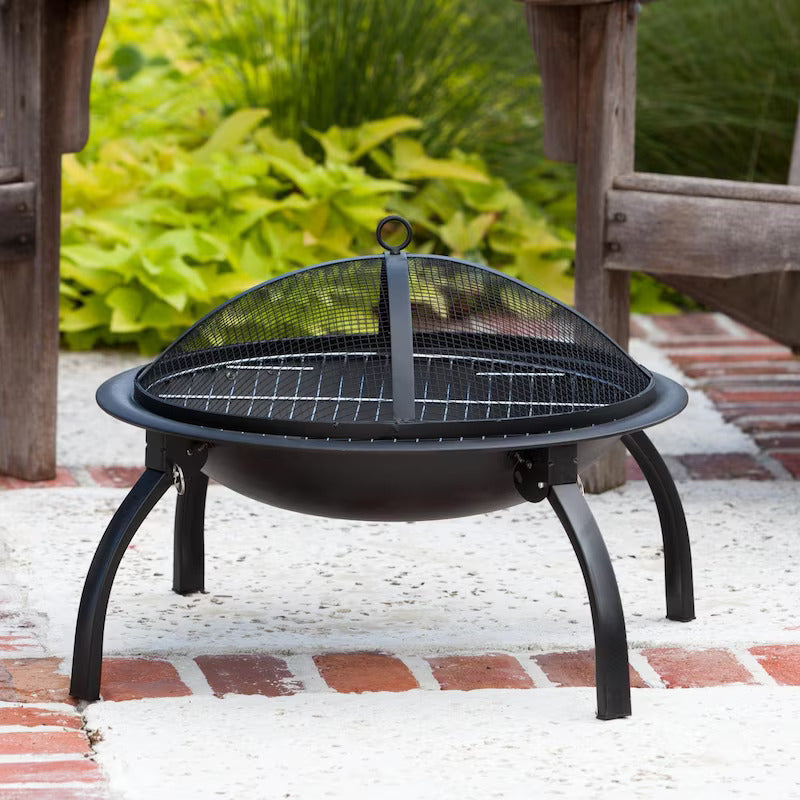 Fire Sense 22-Inch Folding Wood-Burning Fire Pit - Black - 60873