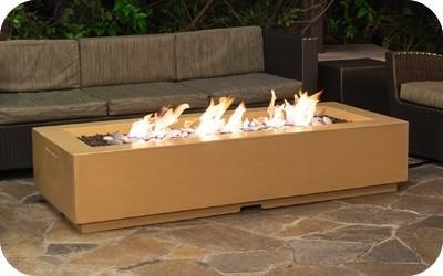 American Fyre Designs 688-WA-11-M8PC 72 Inch Louvre Long Rectangle Firepit, White Aspen, Propane Gas