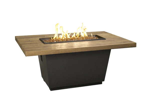 American Fyre Designs 635-BA-FO-M4NC Reclaimed Wood 24 Inch Cosmo Rectangle Firetable, French Barrel Oak, Natural Gas