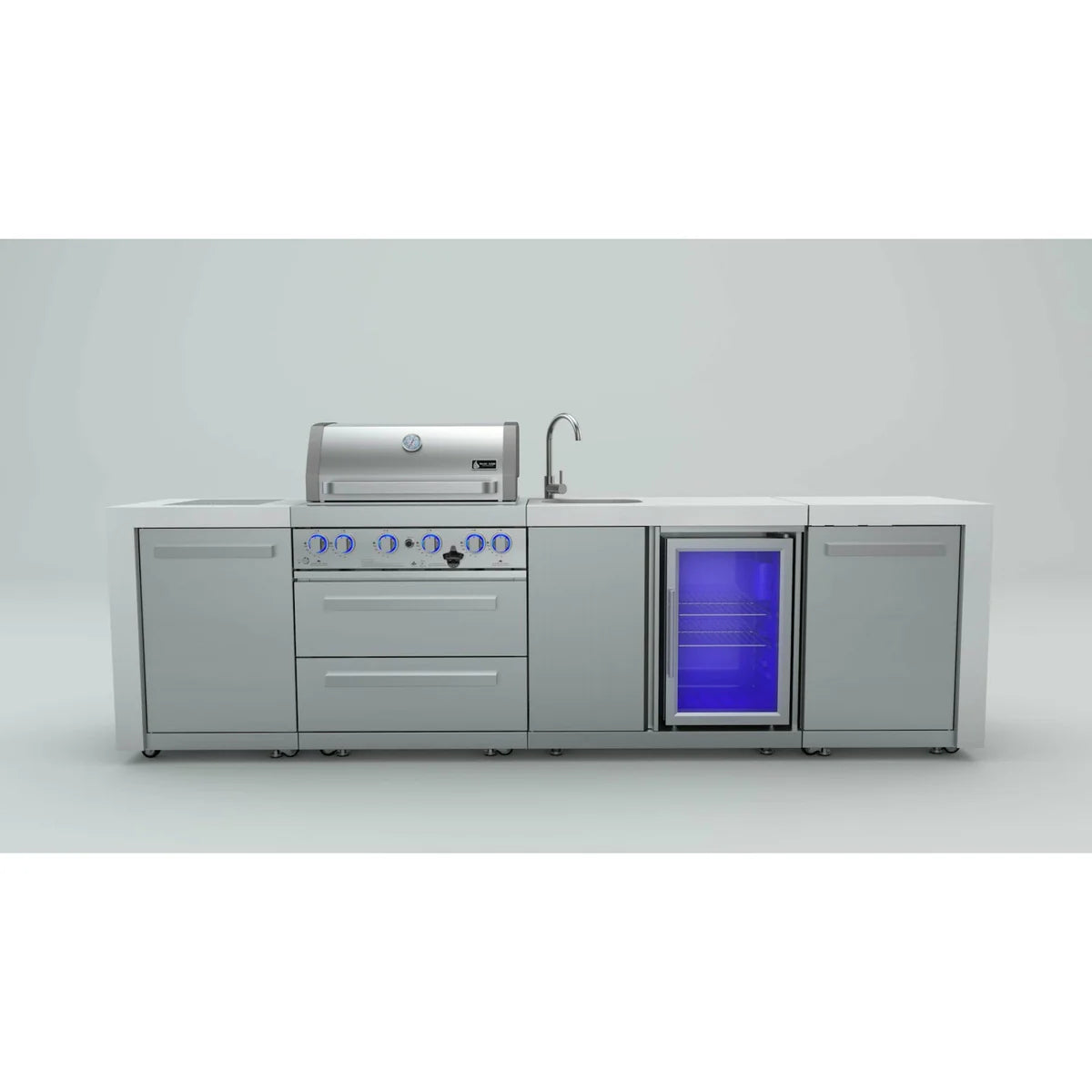 Mont Alpi 400 Deluxe Propane Gas Island Grill W/ Beverage Center, Infrared Side burner, and Rotisserie Kit - MAi400-DBEV