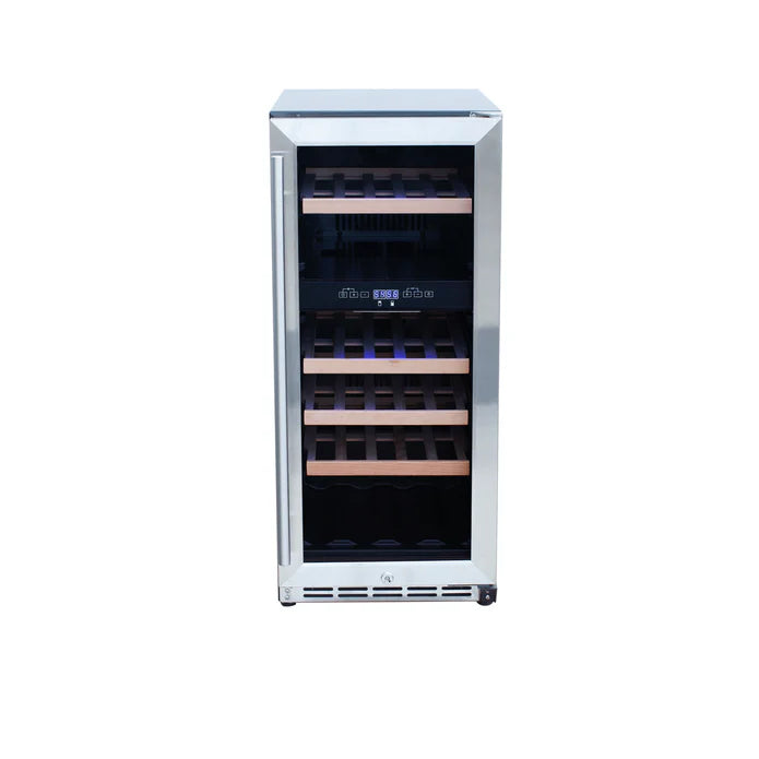 American Made Grills 15-Inch Outdoor Rated Dual Zone Wine Cooler - AMG-RFR-15WD
