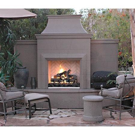 American Fyre Designs 165-10-N-SM-RBC 84 3/4 Inch Vent-Free Free-Standing Outdoor Grand Petite Cordova Fireplace with Extended Bullnose Hearth, No Recess, Smoke, Key Value on the RIGHT/Gas