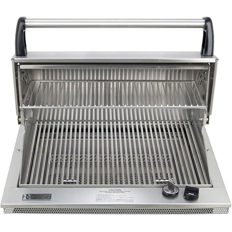 The Fire Magic Legacy Deluxe Gourmet Gas Grill features 368 square inches of total cooking area, stainless steel cooking grids and warming rack, a stainless steel exterior, and push button solid state electronic ignition system for easy lighting. The two 