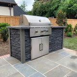 Coyote Ready-To-Assemble 6 Ft Outdoor Kitchen Island With 34-Inch C-Series Natural Gas Grill (Ships As Propane With Conversion Fittings) - Stacked Stone/Stone Gray - RTAC-G6-SG-C2C34NG