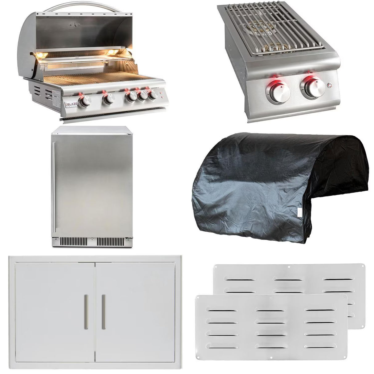 Blaze Prelude LBM 3-Piece 32-Inch Natural Gas Outdoor Kitchen Package w/ Refrigerator - BLZ-4LBM126-NG-3PC-SC