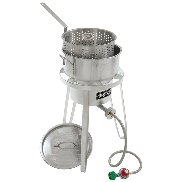 Bayou Classic Stoves Cast Iron Fish Fryer With High Pressure Outdoor Propane Gas Stove