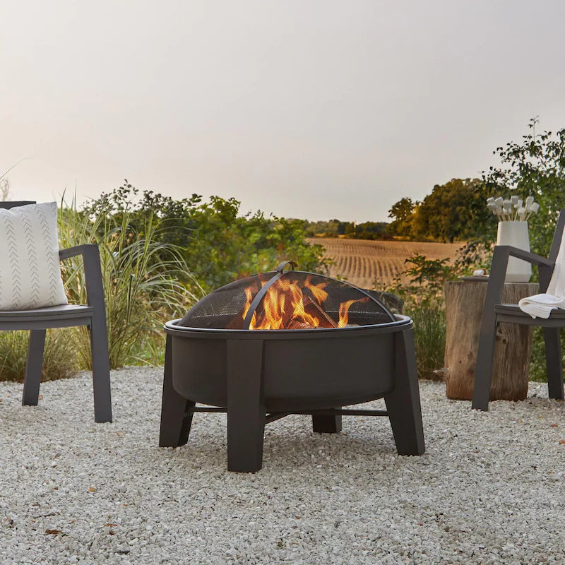 Ultimate Patio Logtown 35-Inch Round Wood Burning Fire Pit - Black - SC-360-BLK