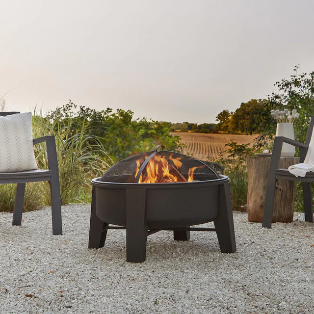 Ultimate Patio Logtown 35-Inch Round Wood Burning Fire Pit - Black - SC-360-BLK