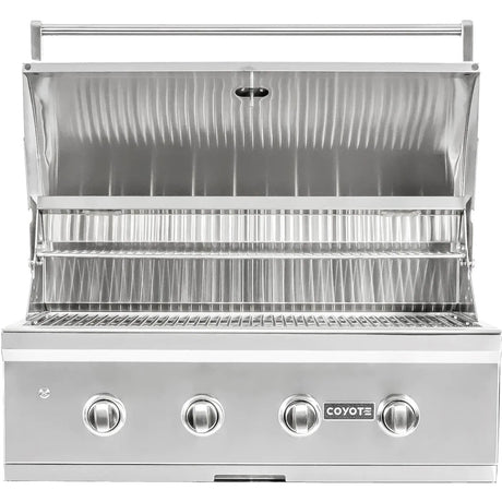 Coyote Ready-To-Assemble 6 Ft Outdoor Kitchen Island With 34-Inch C-Series Natural Gas Grill (Ships As Propane With Conversion Fittings) - Weathered Wood/Brown Terra - RTAC-G6-WB-C2C34NG