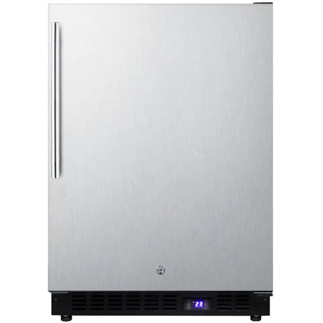 Summit 24-Inch 4.72 Cu. Ft. Outdoor Rated Compact Freezer With Ice Maker - Stainless Steel / Black Cabinet - SPFF51OSSSHVIM