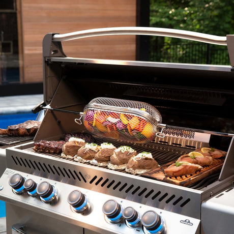 Napoleon Prestige 665 Propane Gas Grill with Infrared Rear Burner and Infrared Side Burner and Rotisserie Kit - P665RSIBPSS