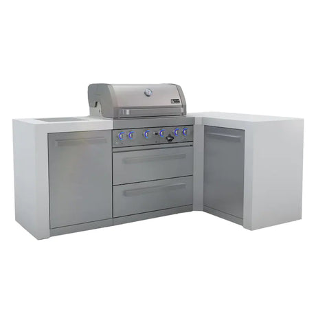 Mont Alpi 400 Deluxe 90 Degree Propane Gas Island Grill W/ Infrared Side Burner & Rotisserie Kit - MAi400-D90C