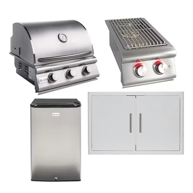 Blaze Prelude LBM 4-Piece 25-Inch Natural Gas Outdoor Kitchen Package w/ Double Side Burner & Refrigerator - BLZ-3LBM126-NG-4PC-SC (2)