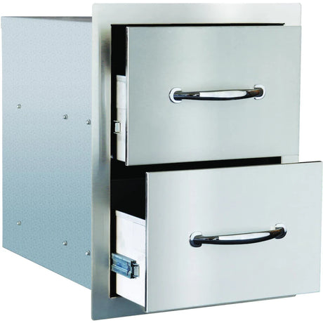 Summerset 15-Inch Stainless Steel Masonry Double Access Drawer With Paper Towel Holder - SSTDC-17M