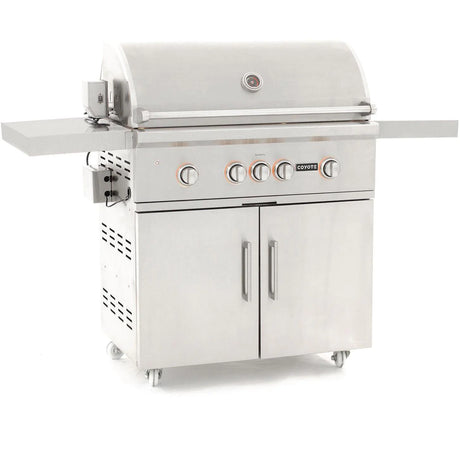 Coyote S-Series 36-Inch 4-Burner Propane Gas Grill With RapidSear Infrared Burner & Rotisserie - C2SL36LP + C1S36CT