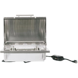 Coyote Ready-To-Assemble 3 Ft Outdoor Kitchen Island With 18-Inch Electric Grill And Right Hinge Refrigerator - Stacked Stone/Modern White - RTAC-E3F-SW-C1EL120SM-R