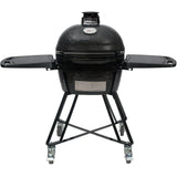Primo All-In-One Oval Junior 200 Ceramic Kamado Grill With Cradle, Side Shelves And Stainless Steel Grates - PGCJRC (2021)
