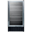 Summit 18-Inch 2.7 Cu. Ft. Commercial Rated Beverage Refrigerator - Stainless Steel / Black Cabinet - SCR1841B