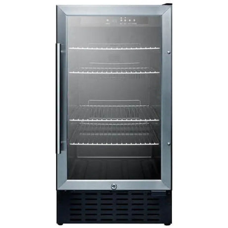Summit 18-Inch 2.7 Cu. Ft. Commercial Rated Beverage Refrigerator - Stainless Steel / Black Cabinet - SCR1841B