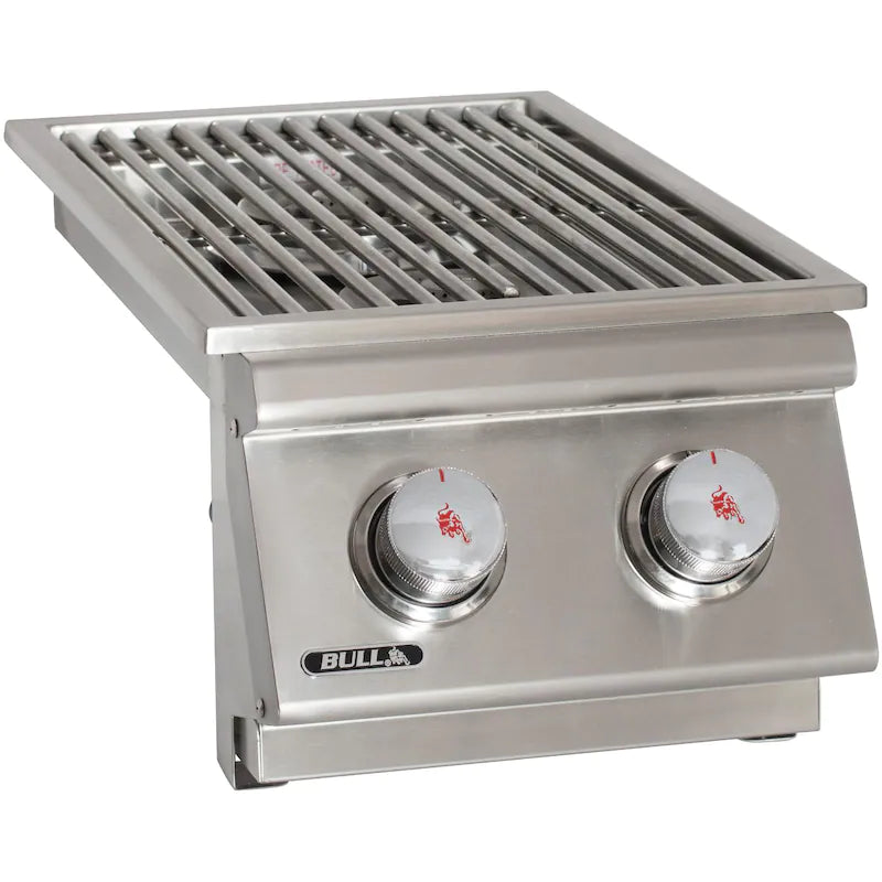 Bull Built-In Propane Gas Double Side Burner W/ Stainless Steel Lid - 30008