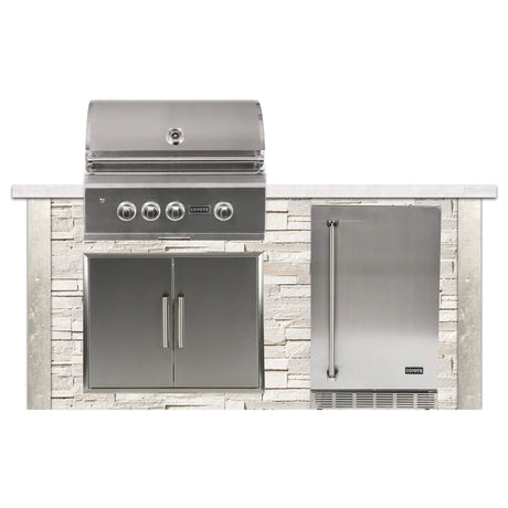 Coyote Ready-To-Assemble 6 Ft Outdoor Kitchen Island With 30-Inch S Series Natural Gas Grill (Ships As Propane With Conversion Fittings) - Stacked Stone/Modern White - RTAC-G6-P-SW-C2SL30NG