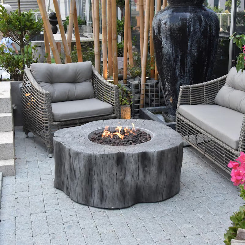 Lakeview Cabinwood 39-Inch Round Natural Gas Fire Pit Table - Classic Gray - SCOFG145CG-NG (1)