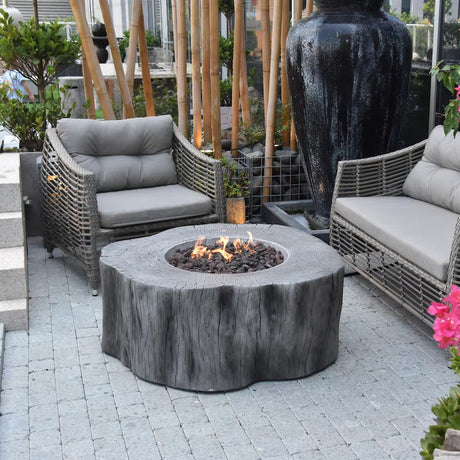 Lakeview Cabinwood 39-Inch Round Natural Gas Fire Pit Table - Classic Gray - SCOFG145CG-NG (1)