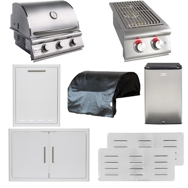Blaze Prelude LBM 8-Piece 25-Inch Natural Gas Outdoor Kitchen Package - BLZ-3LBM-NG-8PC-SC