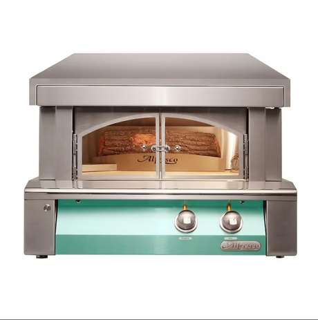 Alfresco 30-Inch Freestanding Countertop Natural Gas Outdoor Pizza Oven Plus in Light Green - AXE-PZA-NG-S6027