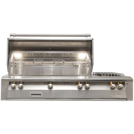 Alfresco ALXE 56-Inch Built-In Propane Gas Deluxe Grill With Sear Zone, Rotisserie, And Side Burner - ALXE-56SZ-LP
