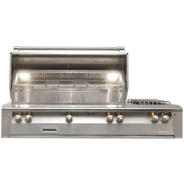 Alfresco ALXE 56-Inch Built-In Propane Gas Deluxe Grill With Sear Zone, Rotisserie, And Side Burner - ALXE-56SZ-LP