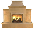 American Fyre Designs 182-35-H-CB-LUC 95 Inch Vent-Free Free-Standing Outdoor Grand Cordova Fireplace with Rectangle Extended Bullnose Hearth Hearth Only Cafe Blanco Key Value on the LEFT Gas