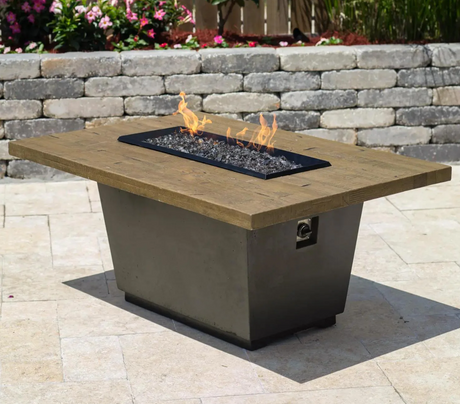 American Fyre Designs Cosmopolitan 54-Inch French Barrel Oak Natural Gas Rectangular Firetable - Black Lava 635-BA-FO-M4NC