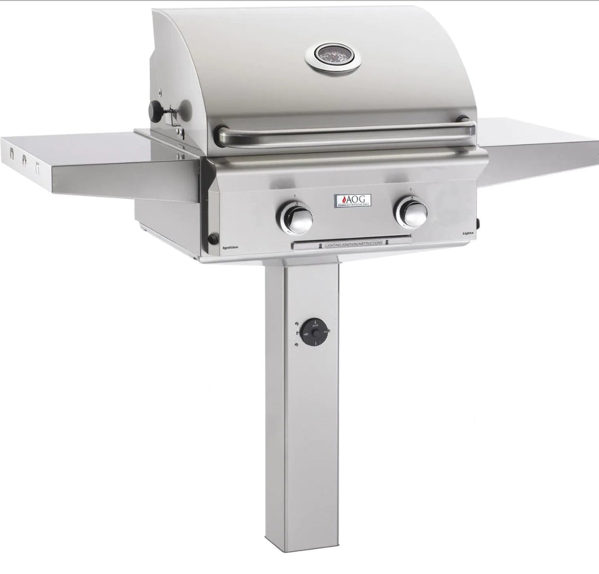 American Outdoor Grill L-Series 24-Inch 2-Burner Propane Gas Grill On In-Ground Post 24PGL-00SP