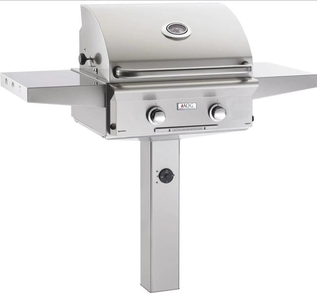 American Outdoor Grill L-Series 24-Inch 2-Burner Propane Gas Grill On In-Ground Post 24PGL-00SP