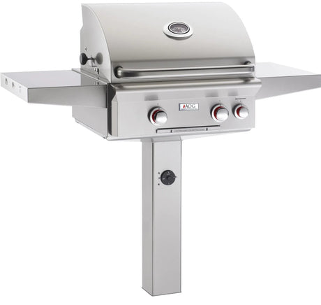 American Outdoor Grill T-Series 24-Inch 2-Burner Propane Gas Grill On In-Ground Post With Rotisserie 24PGT