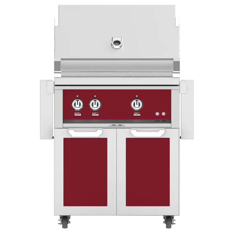 BBQ-Hestan 30-Inch Natural Gas Grill W/ Rotisserie On Double Door Tower Cart - Tin Roof - GABR30-NG-BG-GABR30-NG-BG-GCD30-BG-BBQOUTLET